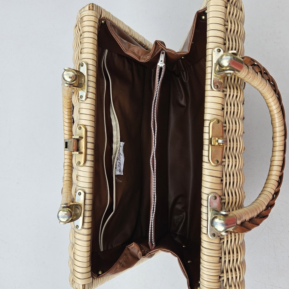 Vintage 1950's 1960's Wicker Basket Bag - Picture 4 of 9